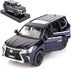 BDTCTK 1/32 Compatible for Lexus LX570 Off-Road in Luxury SUV Model Car, Zinc Alloy Pull Back Toy car with Sound and Light for Kids Boy Girl Gift(Black)