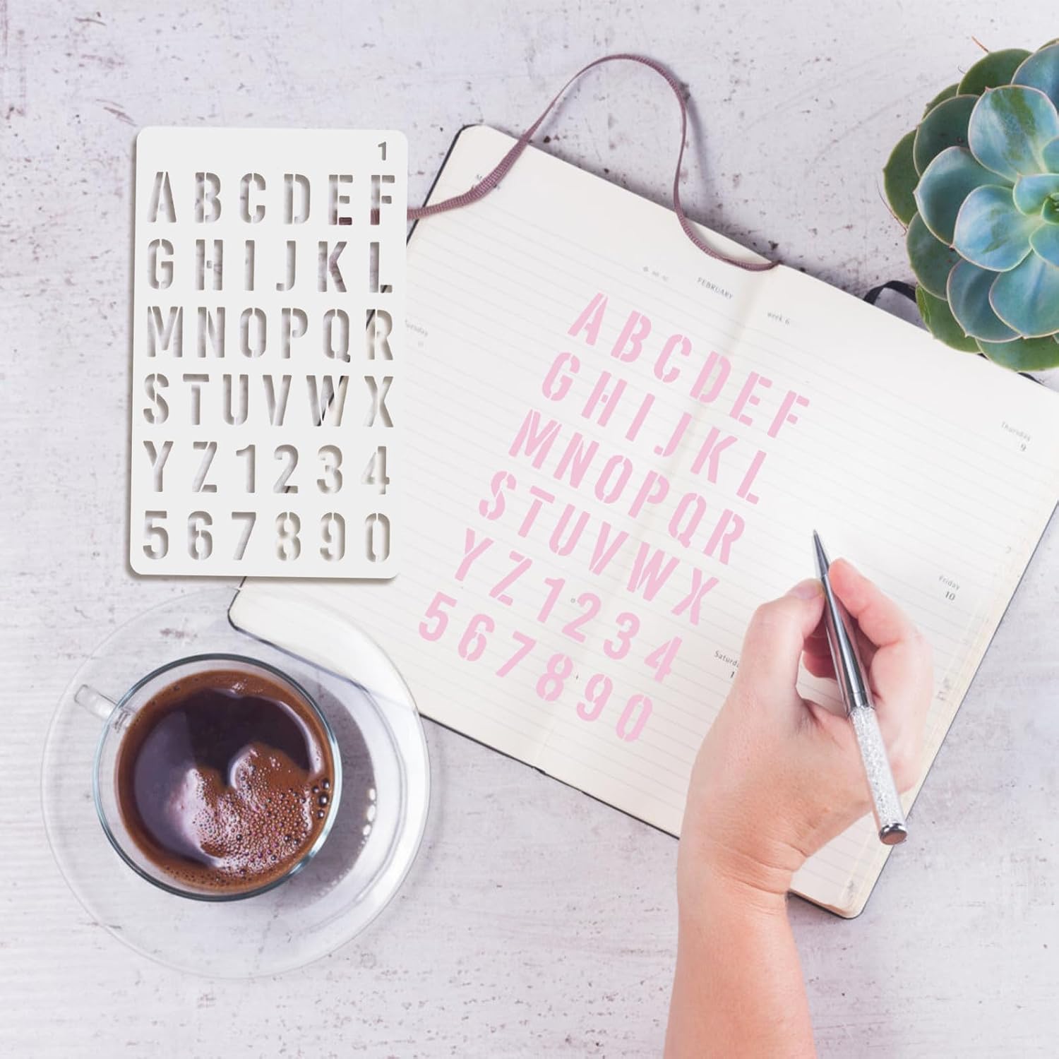 12pcs Alphabet Stencils and Number Stencils Set Pet Hollow Spray Paint for Wood Burning and DIY Craft Painting Reusable Lettering Aids for Artists and Hobbyists