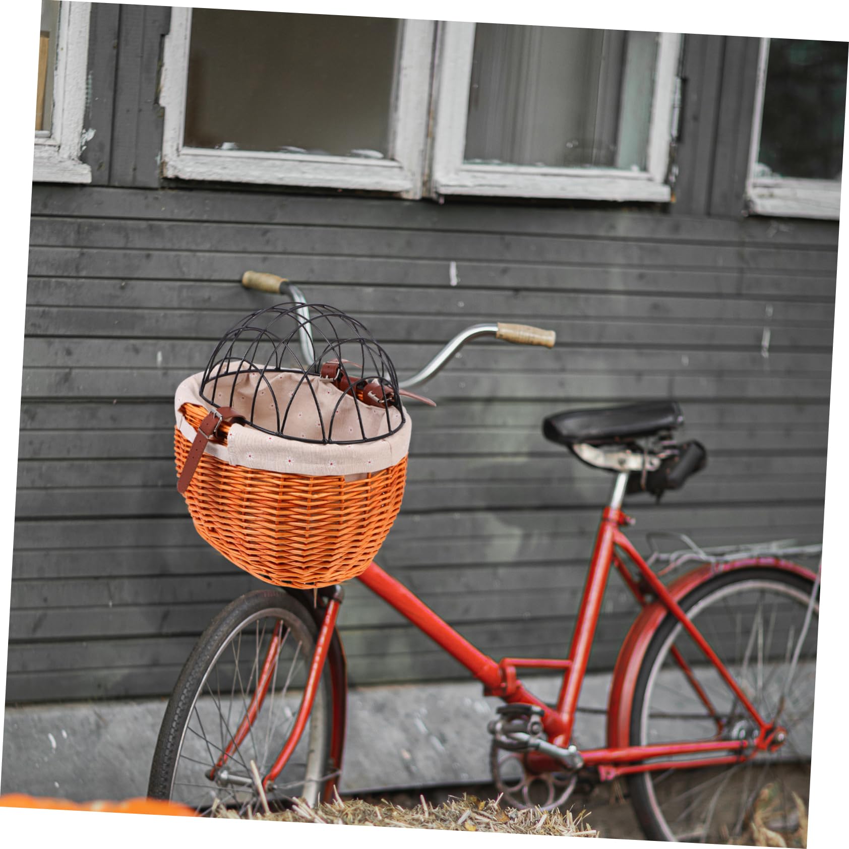 HEMOTON Panier Vélo Osier Tressé pour Animaux Chat Chien Panier De Vélo De Rangement Robuste Installation Facile Et Rapide