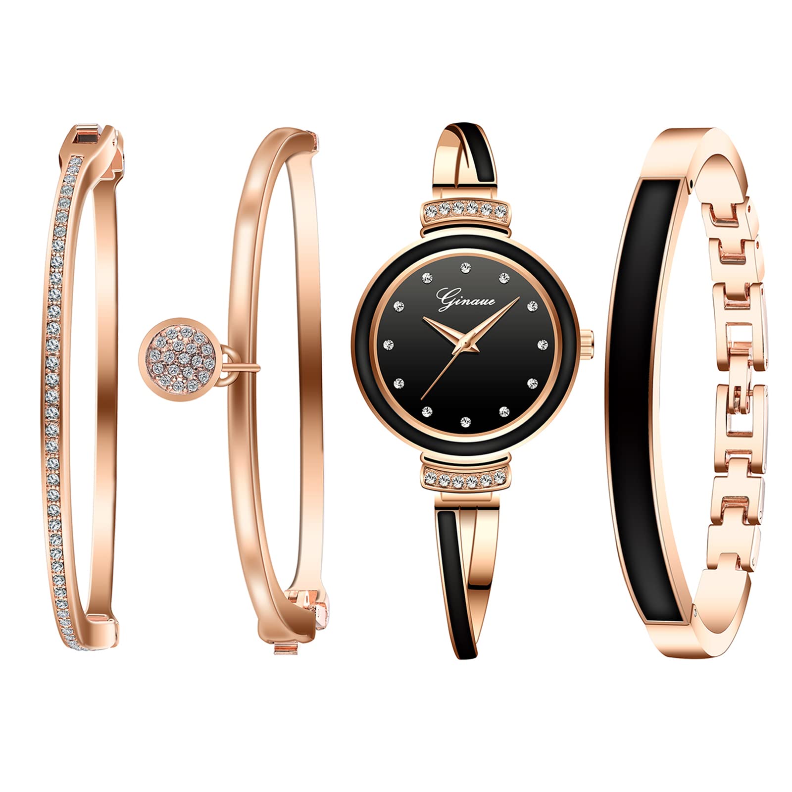 Avaner Set braccialetto e braccialetto, 4 pezzi orologio da polso & bracciale set elegante per le donne