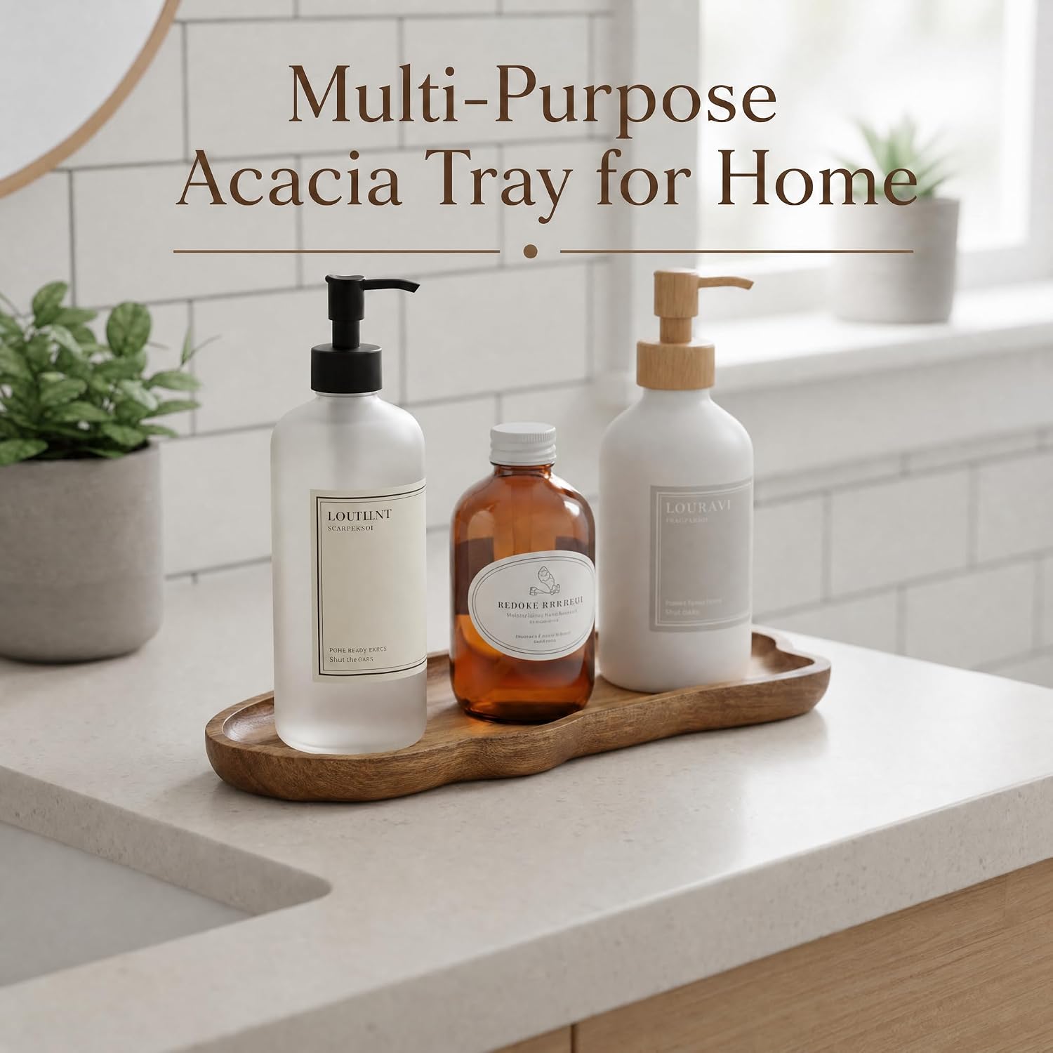 Small Vanity Tray for Countertop Organizer,Acacia Wood,11.42'' × 3.94''