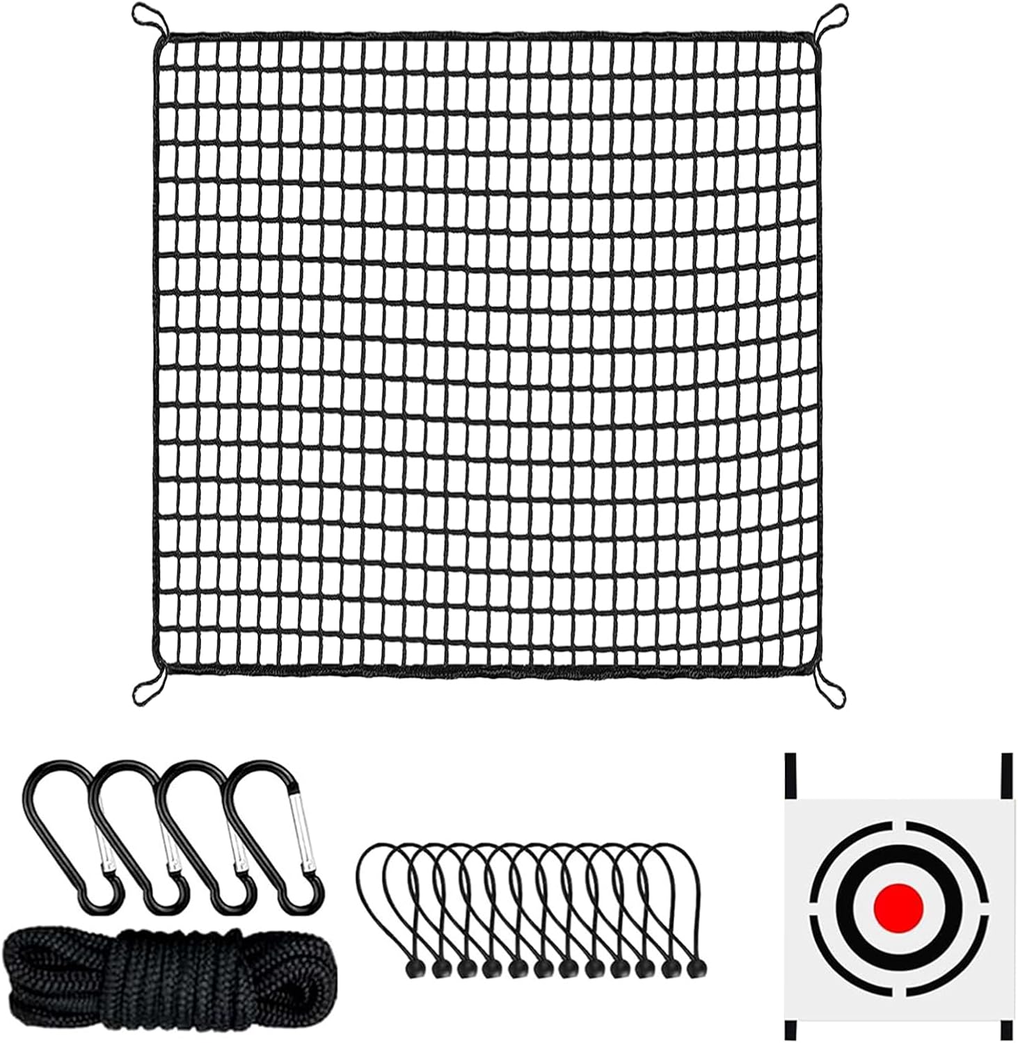 Golf Driving Net Portable Heavy Duty Ball Practice Simulator | Golf Ball Hitting Netting with 12 Elastic Ropes and 4 Carabiners for Men, Women