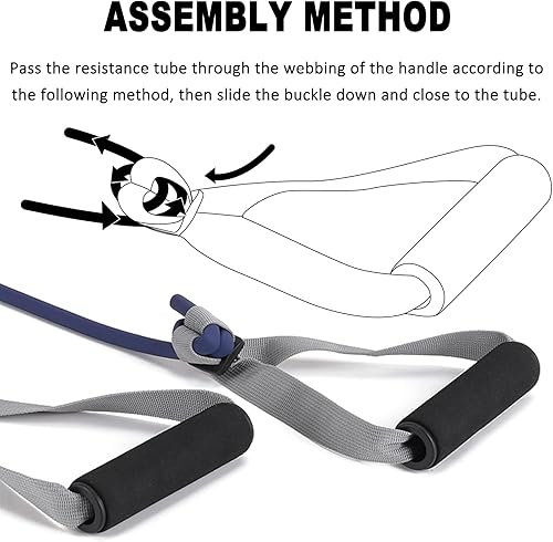 Miniatura 6 de Tubos de resistencia para entrenamiento, bandas de ejercicio con asas y anclaje de puerta para terapia física para mujeres y hombres, tubos de goma