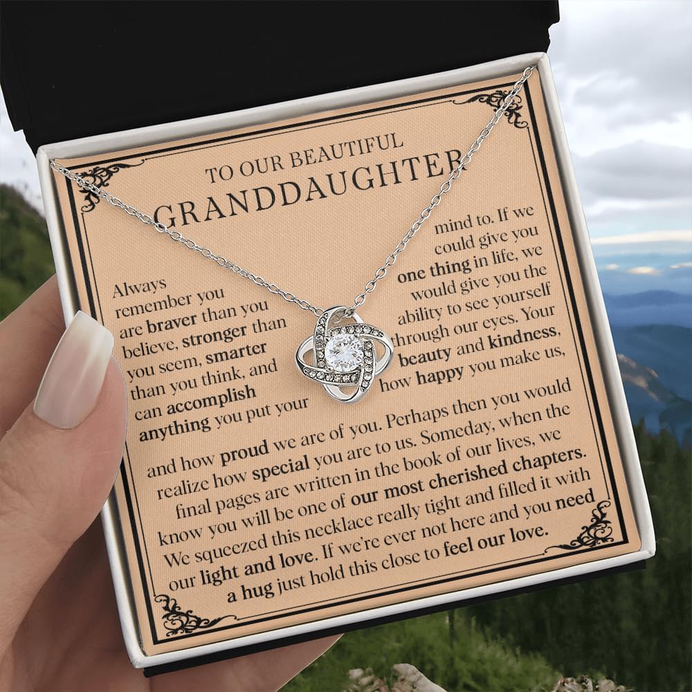 To My Granddaughter Necklace - Forever Love Necklace For Granddaughter - Gifts From Grandma & Grandpa, Graduation, Birthday & Christmas