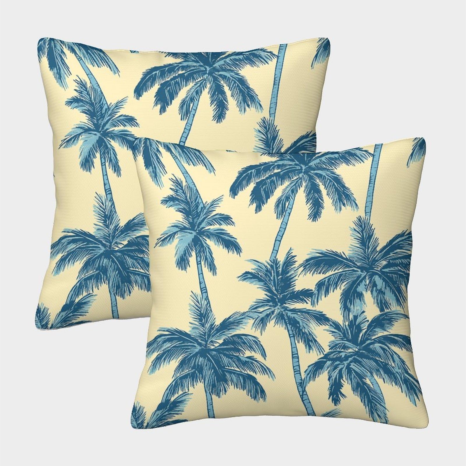 kaiyun 2 Pack Palm Tree Pattern Pillow Case Home Decoration Sofa Hawaiian Style Cushion Cover 40x40cm