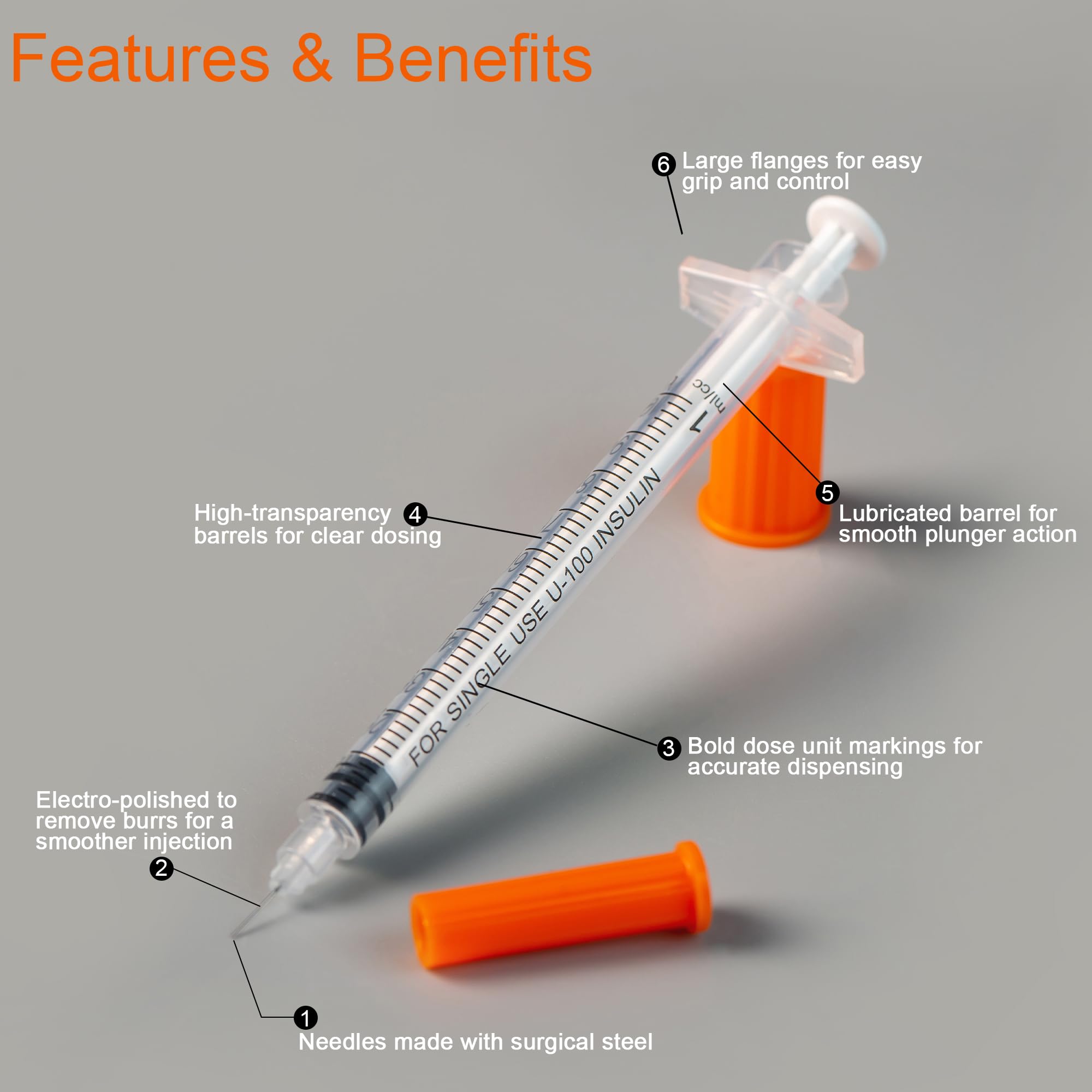 U-100 27G 1cc Syringes with 1/2 Inch-13mm (100Pack) — Amazon image 3
