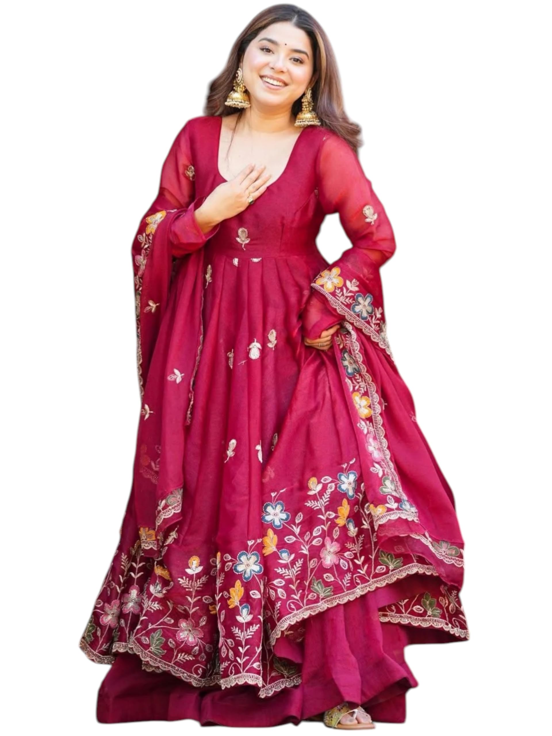 fashion basket Women’s Anarkali Gown | Georgette Fabric | Embroidered Ethnic Dress (Available in S to 2XL Size)-picture-37