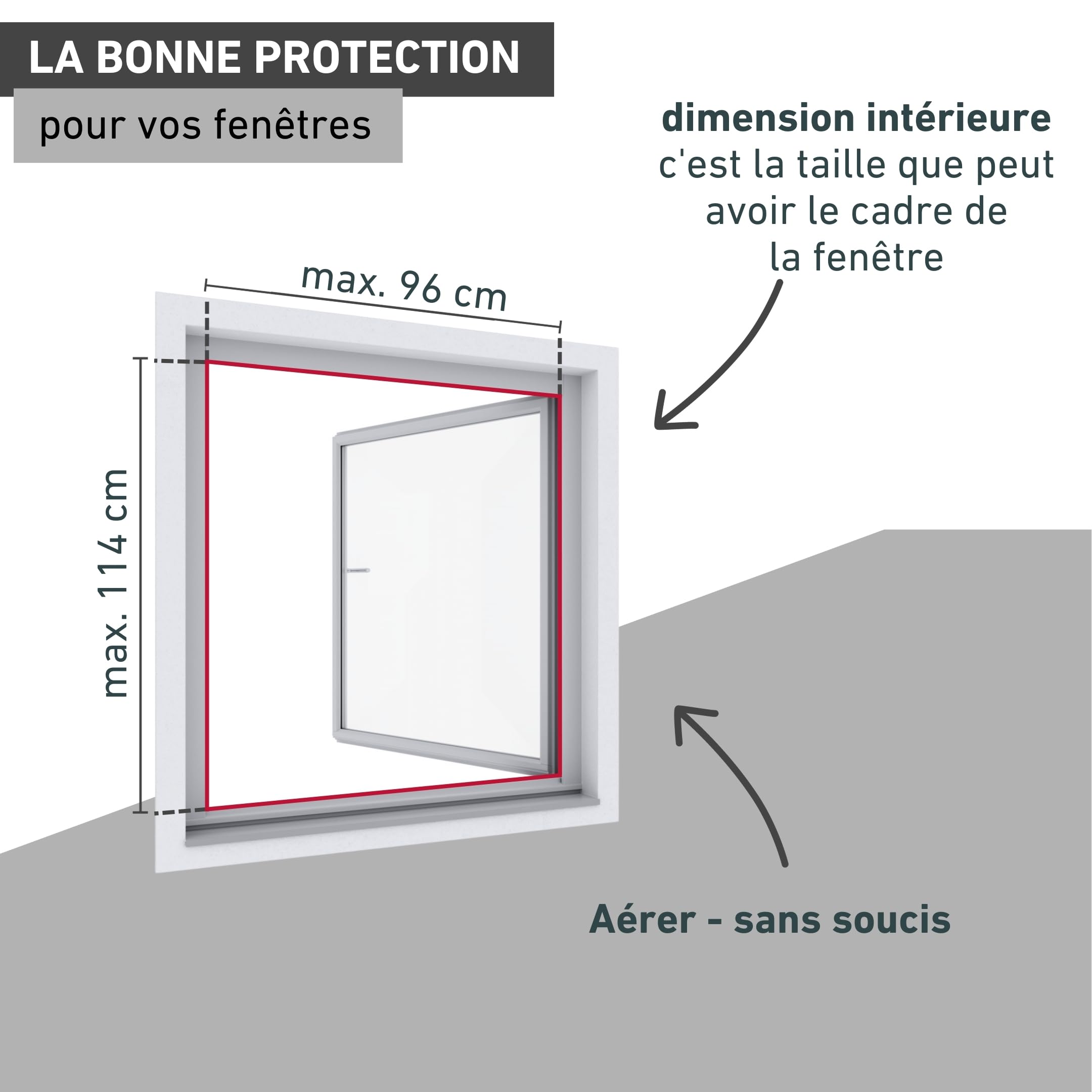 Windhager Moustiquaire Cadre Fixe Pour Fenetres Expert, Pare-moustiquaires Cadres en aluminium pour fenêtres, 100 x 120 cm, anthracite, 03996