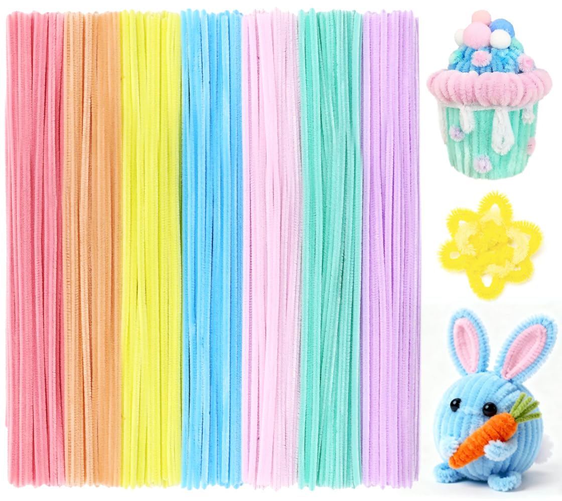 Praisebank Pipe Cleaners,200pcs Macaron Color Chenille Stems for DIY Projecets, Arts &amp; Crafts Supplies for Festival Party Decorations