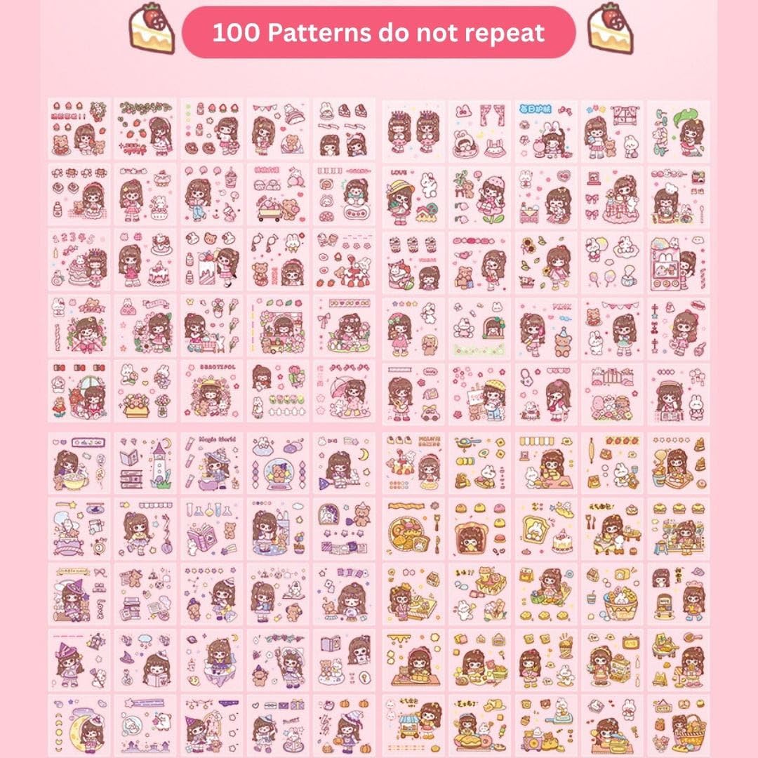 Kawaii Stickers - 100 Sheets Cute Washi for Crafts -7 Kawaii Stickers - 100 Sheets Cute Washi for Crafts -7