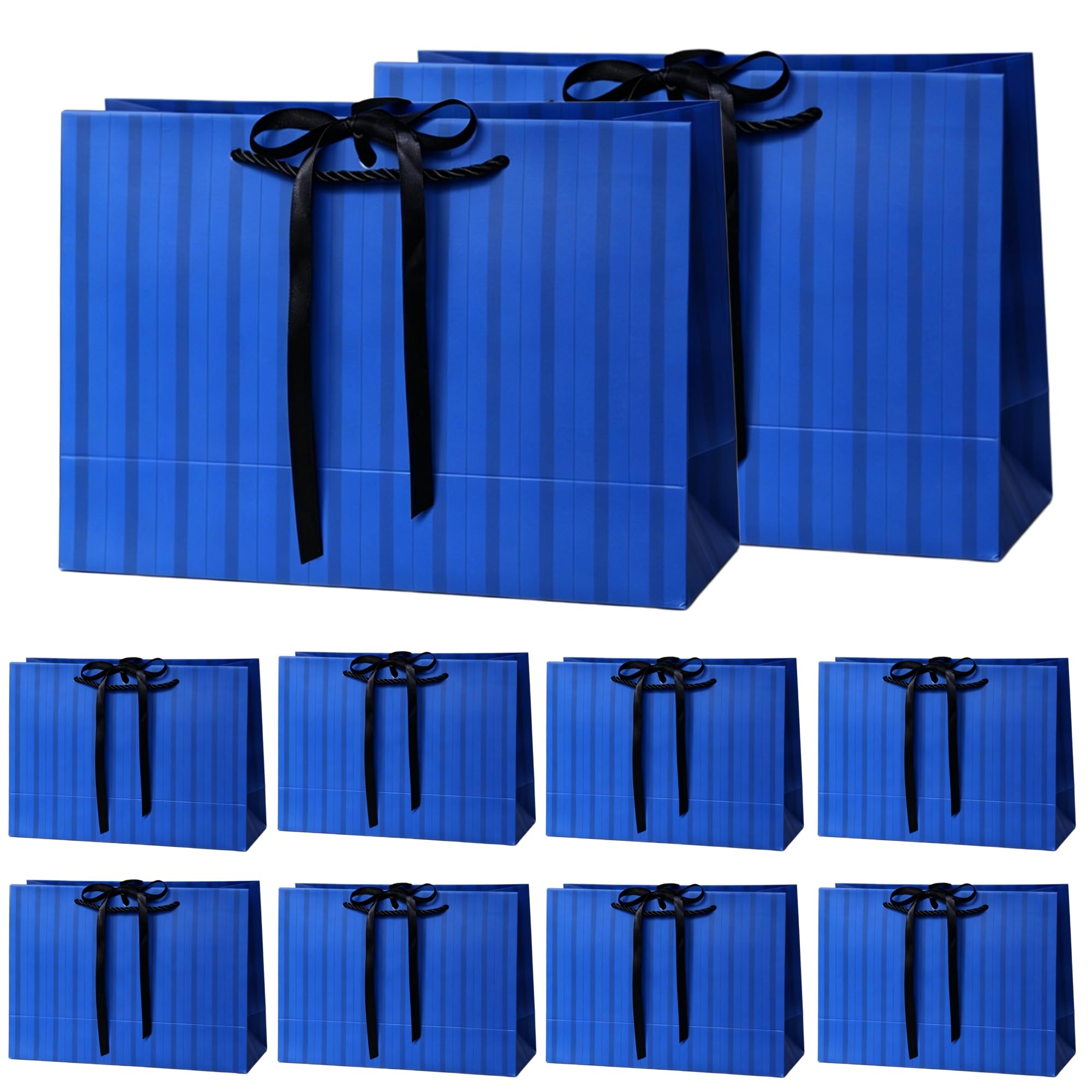 Large Gift Bag with Ribbon, 10 Pack Paper Presents Bags with Handle, for Birthday/Wedding/Anniversary/Baby Shower/Christmas/Retail Store