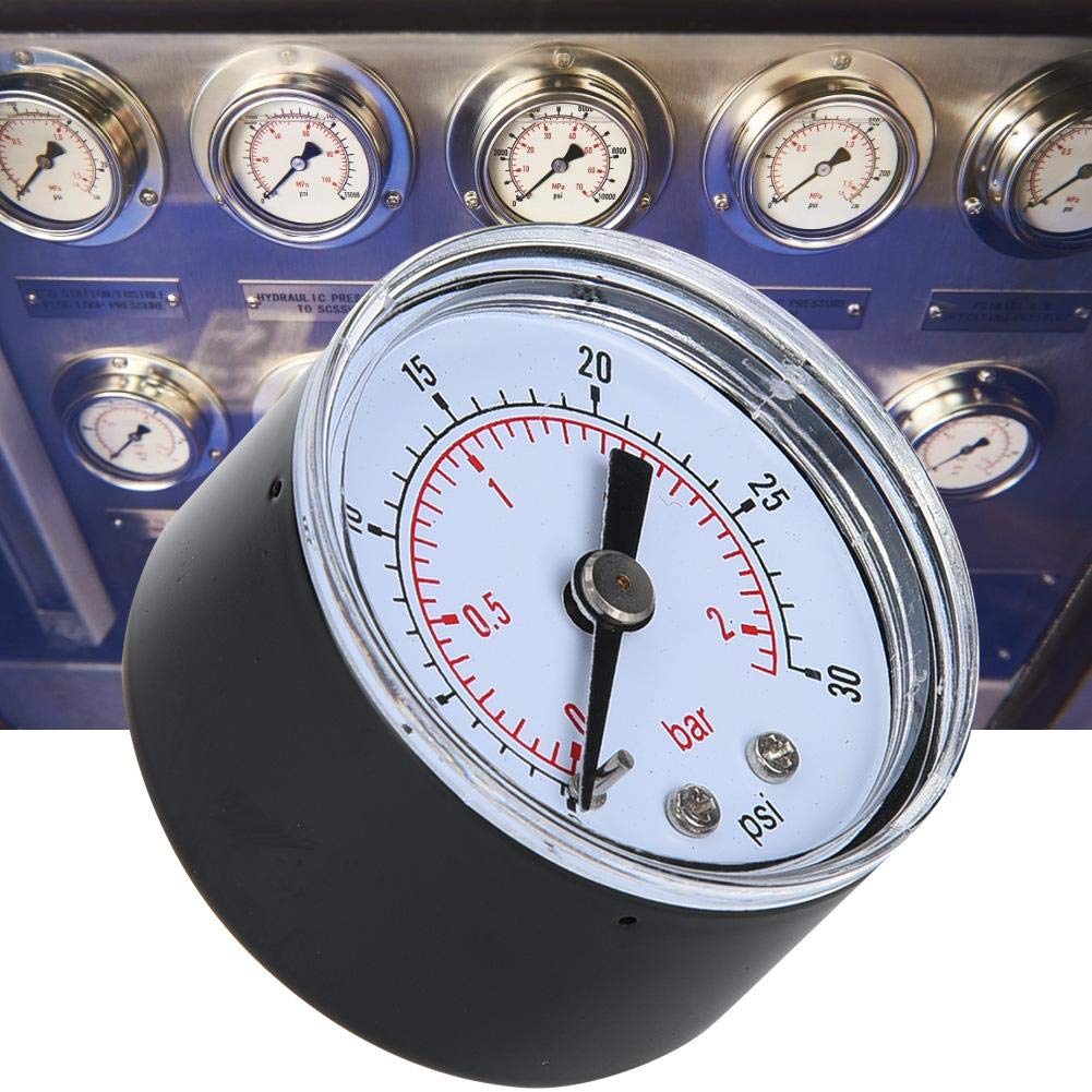Mechanisches Manometer, 1/8 Zoll BSPT Axialmanometer für Luft, Öl und Wasser(0-30psi,0-2bar)