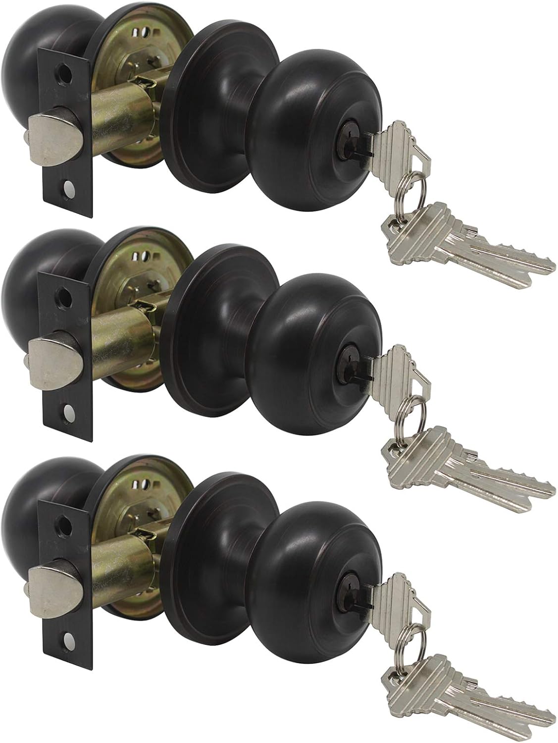 Gobrico KeyedAlike Exterior Door Knobs Flat Ball Door Locksets with