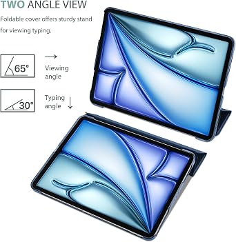 ProCase for iPad Air 11-inch Case M4/M3/M2, Air 5th/4th Gen 10.9,Navy | Pencil Compatible, iPad Air Case 2026/2025/2024/2022/2020, Hard Frosted Back, Slim Trifold Stand Cover, Auto Sleep/Wake