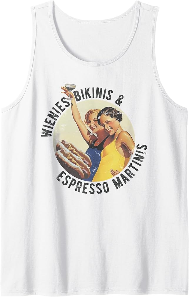 Fun Girl Summer Essentials Wienies Bikinis Espresso Martinis Tank Top