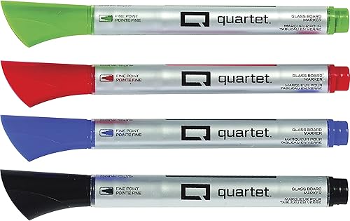 Quartet - Marcadores para pintarrón, borrado en seco, punta bala, varios colores, Variados Paquete de 4