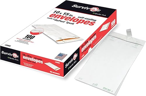 Miniatura 4 de Quality Park QUAR1660 Survivor - Sobres DuPont Tyvek de 10 x 15 pulgadas con cierre autosellante, 14 libras resistentes a pinchazos, desgarros y