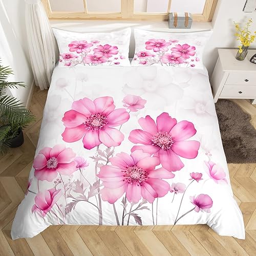 Manfei Juego de funda de edredón de flores de rosa, tamaño matrimonial, juego de ropa de cama floral de acuarela de 3 piezas para niños, niñas, disponible en Yaxa Colombia