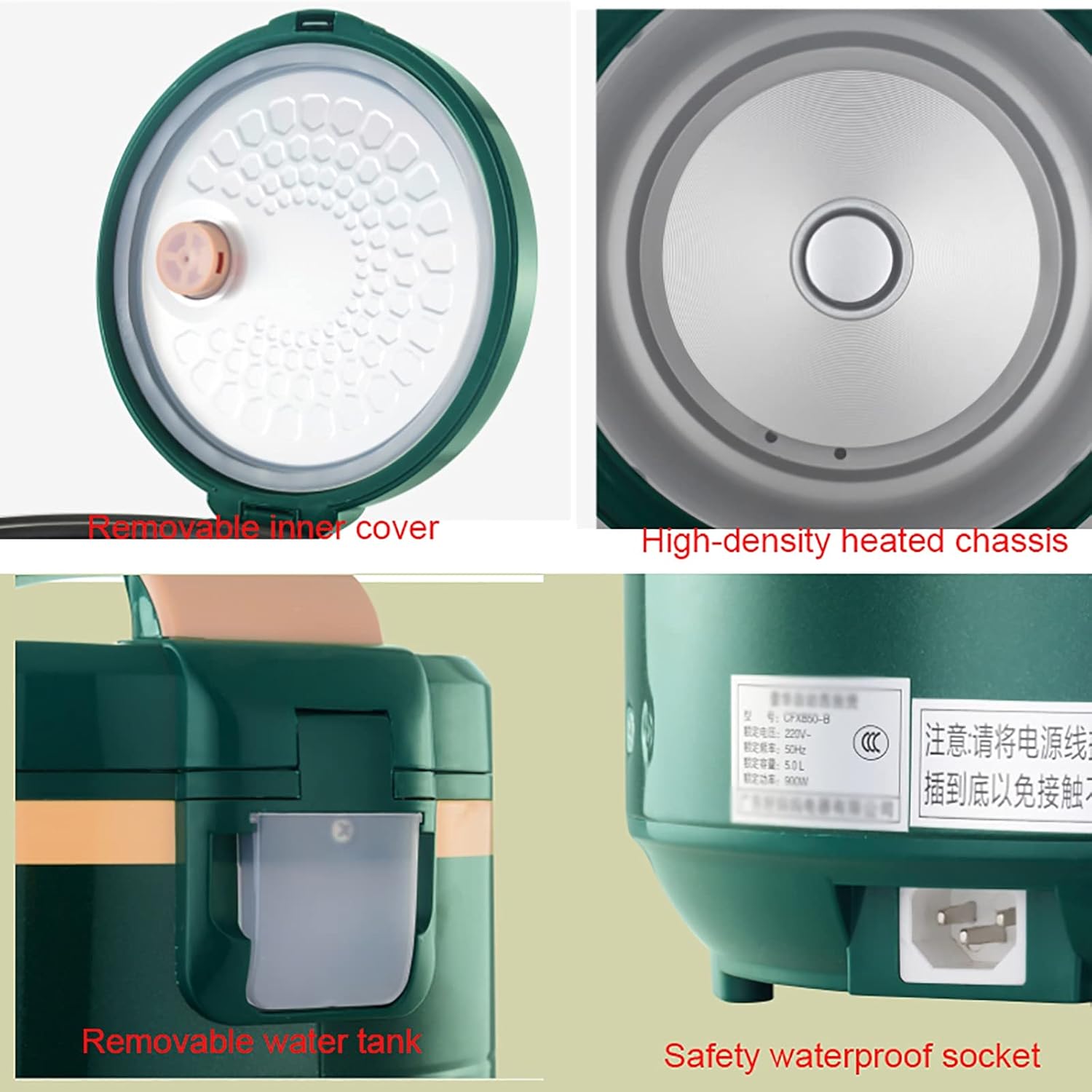 Rice Cooker (3-6L) Household Multifunctional Rice Cooker, Automatic Heat Preservation, Non-stick Inner Liner, for 1-8 People 220-240V US/EU(4L)