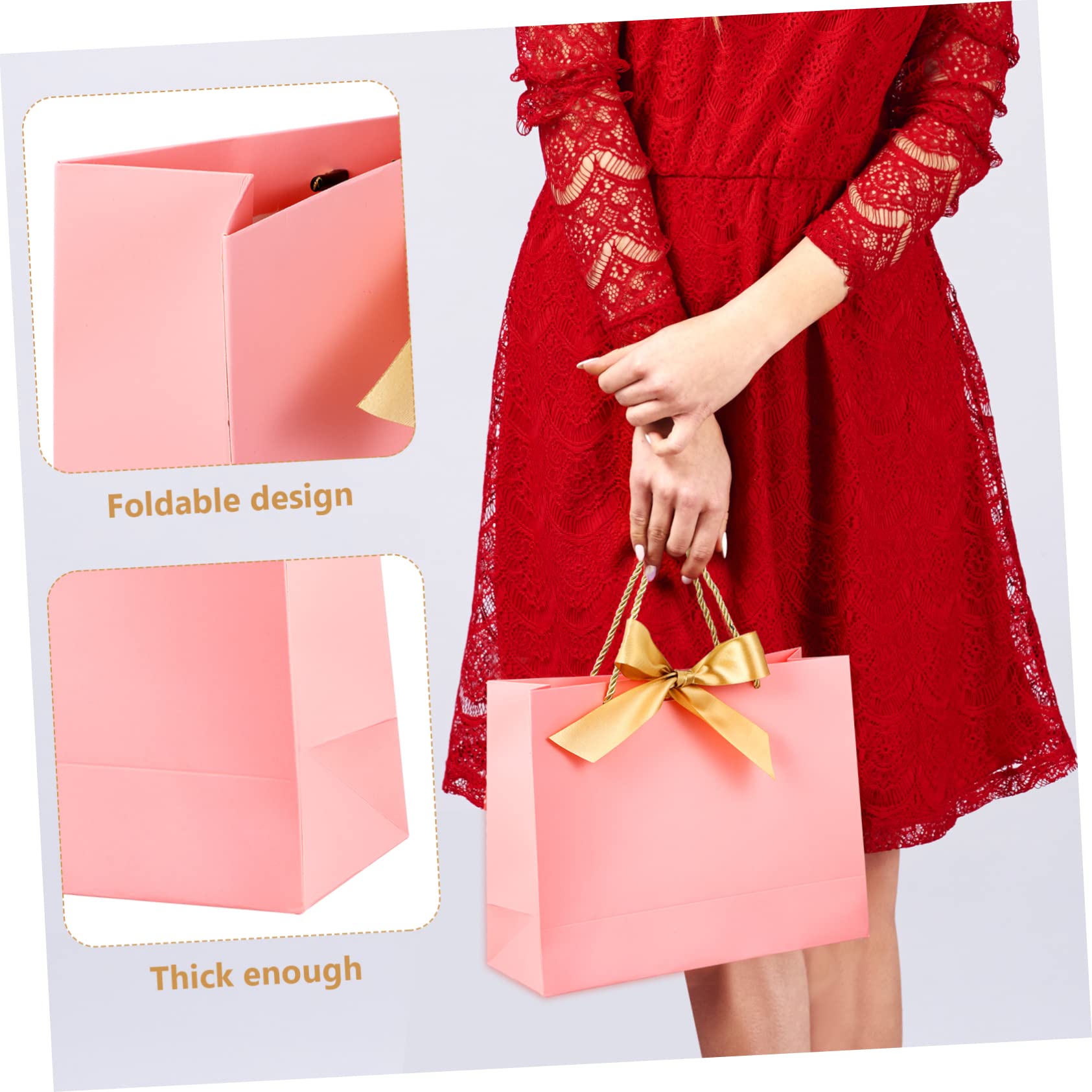 PartyKindom 10stücke Papier Geschenktüten Mit Henkeln Und Schleifen Geschenkverpackungstüten Für Hochzeiten Partys Geburtstage Feiertage Und Feste Kleine Und Große Geschenktüten Für Vielseitig