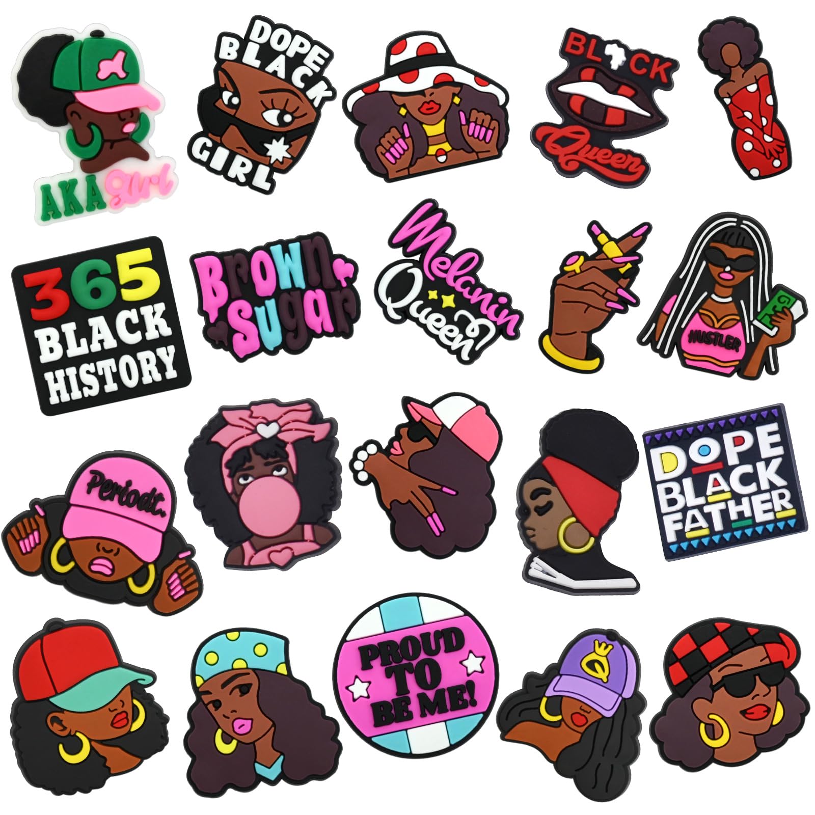 Cute Pins for Backpacks,20-150Pcs Cute Black Girl Fun Black History Month Lapel Pin Brooch Pin Set DIY Decor Accessories gift
