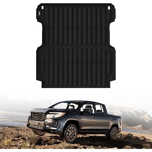 LASFIT Truck Bed Mat Fit for Honda Ridgeline 2025 2024 2023 2022 2021 2020 2019 2018 2017 5.3FT (64.0 in) Bed Mat,Heavy Duty TPE All Weather Custom Fit Truck Cargo Bed Liner, Black