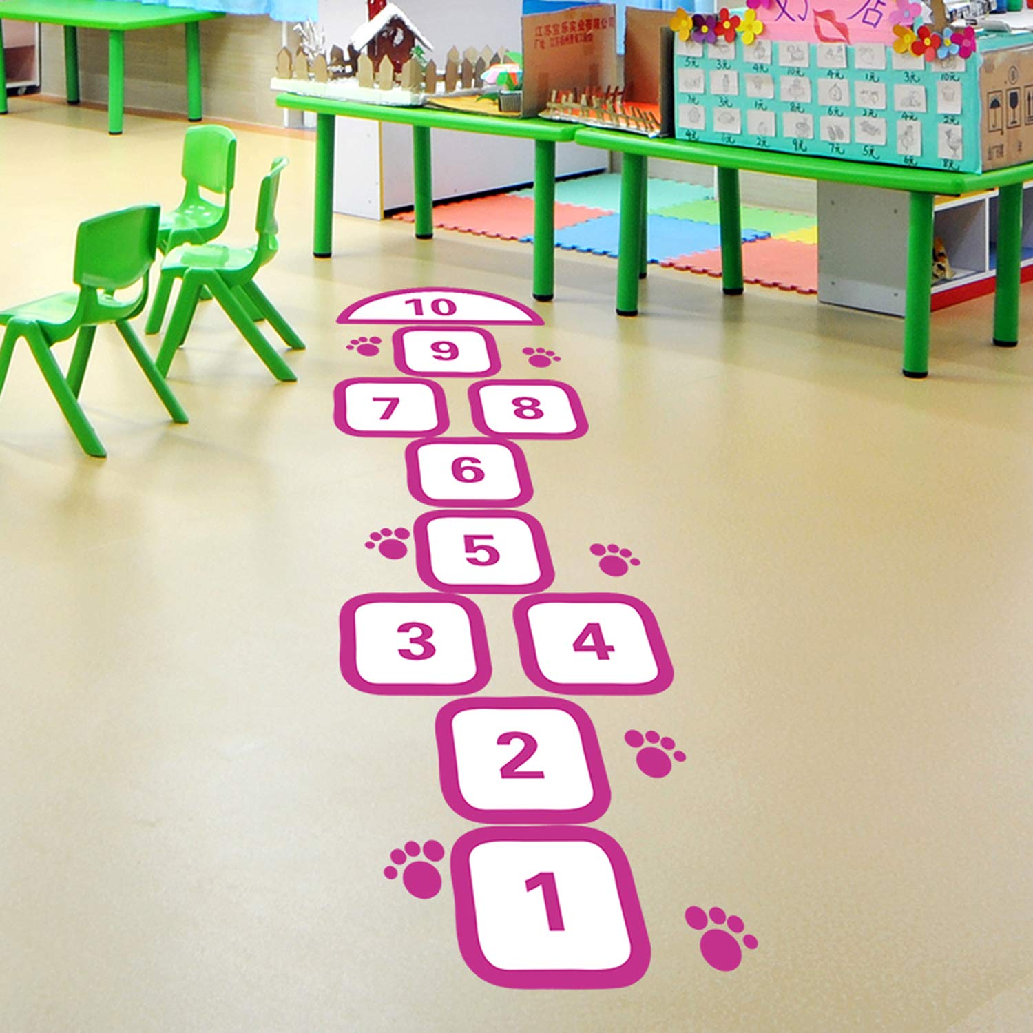 Lattice Floor Sticker Puzzle Games Number Hopscotch Footprint Creative Decoration Decals Room Ground Corridor Wallpaper Decor for Kids Room Classroom Nursery.