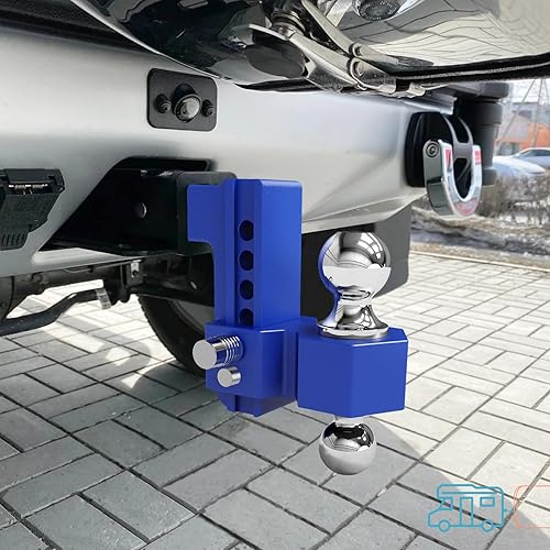 Miniatura 6 de NenNicht Enganche de remolque ajustable, enganche de aluminio para receptor de 2 pulgadas, 12,500 libras GTW, bolas de remolque de acero cromado de