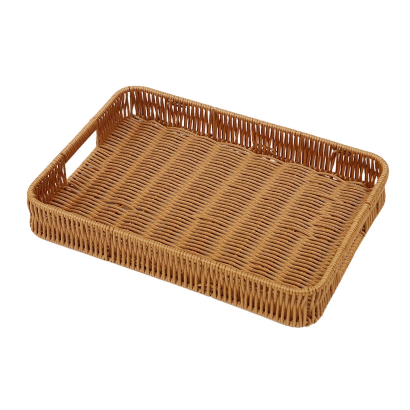 KIXZSAZ Unique Kitchen Storage Tray Elegant Woven For Presenting Fruits Snacks On Any Occasion Woven Serving Tray Breakfast Drink Snack Coffee Bread Kitchen, M