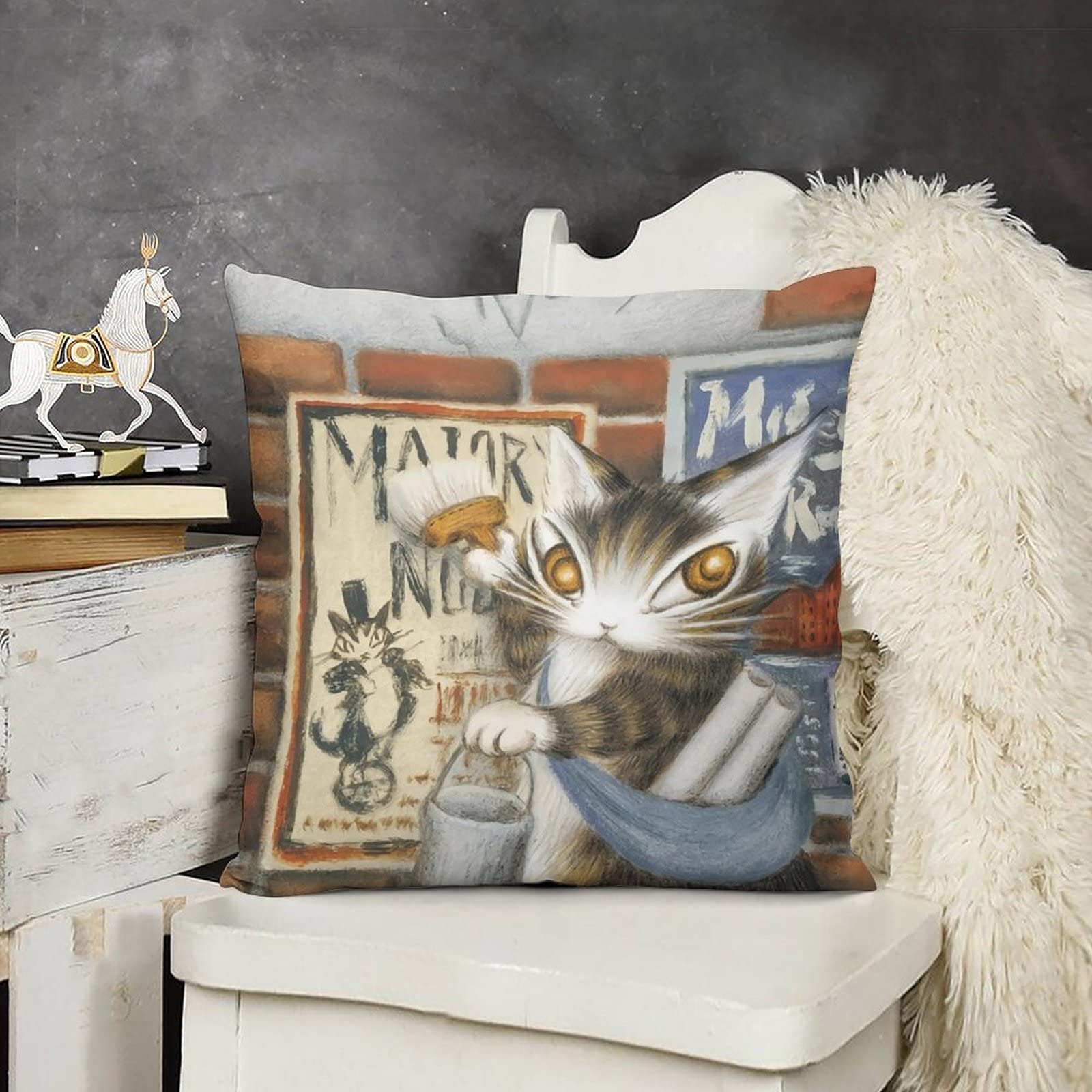 Amazon｜クッションカバー 猫のダヤンは ソファ背当て セット座布団