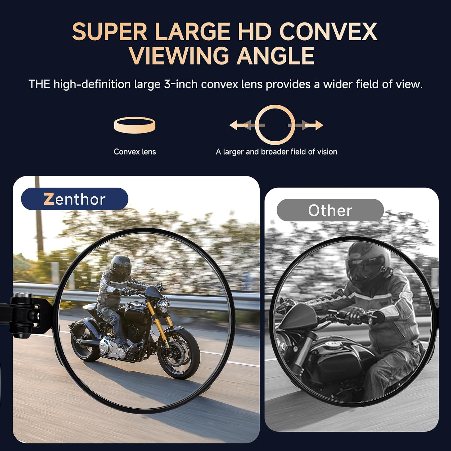 Motorcycle Bar End Mirrors 3" Round Folding Side Mirrors, 7/8" Handlebar Rear View Mirror Compatible With Honda MSX125 CB500F Yamaha MT-03 MT-07 MT-09 MT-10 Kawasaki Z125 pro Z650 Z750 Z800 Z900