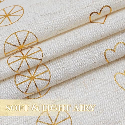 Miniatura 3 de ugoutry Cortinas bohemias doradas para sala de estar, no se transparentan, juego de cortinas de lino de aluminio para ventana, para dormitorio,