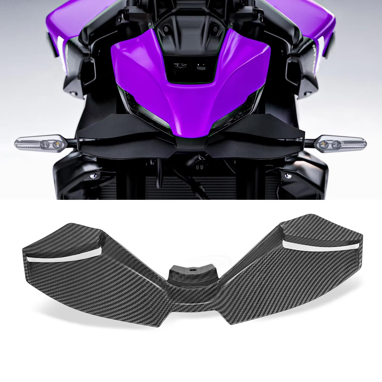 For MT-09 2024 MT09 SP 2024 2025 2026 Accessori Nuovo modello di motocicletta Aerodinamica Winglet Kit spoiler anteriore Deportanza Ala anteriore nuda (Stampa a trasferimento d'acqua - grigio)
