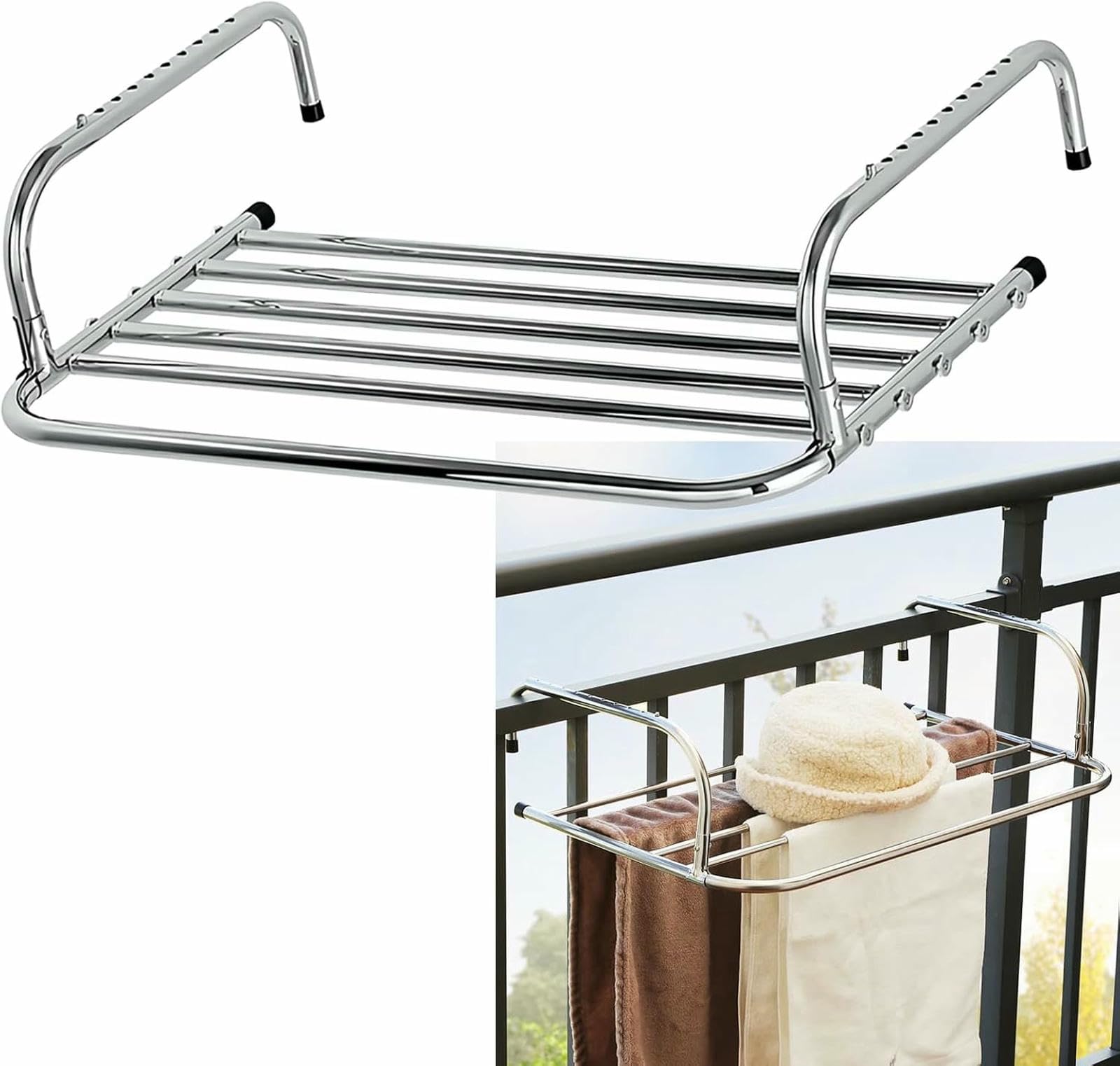 Stendibiancheria, stendibiancheria Multifunzionale Regolabile, stendibiancheria in Acciaio Inossidabile per Interni ed Esterni (70 cm)