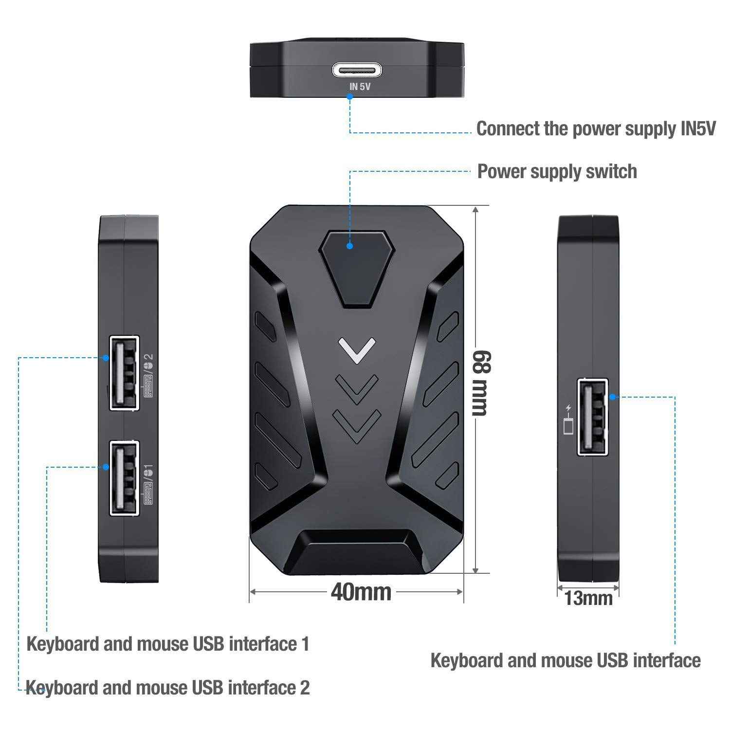 Adaptador convertidor de teclado y mouse para juegos para Android, sin demora, soporte ajustable, carga mientras juegas (mezcla Pro viene estándar) 8