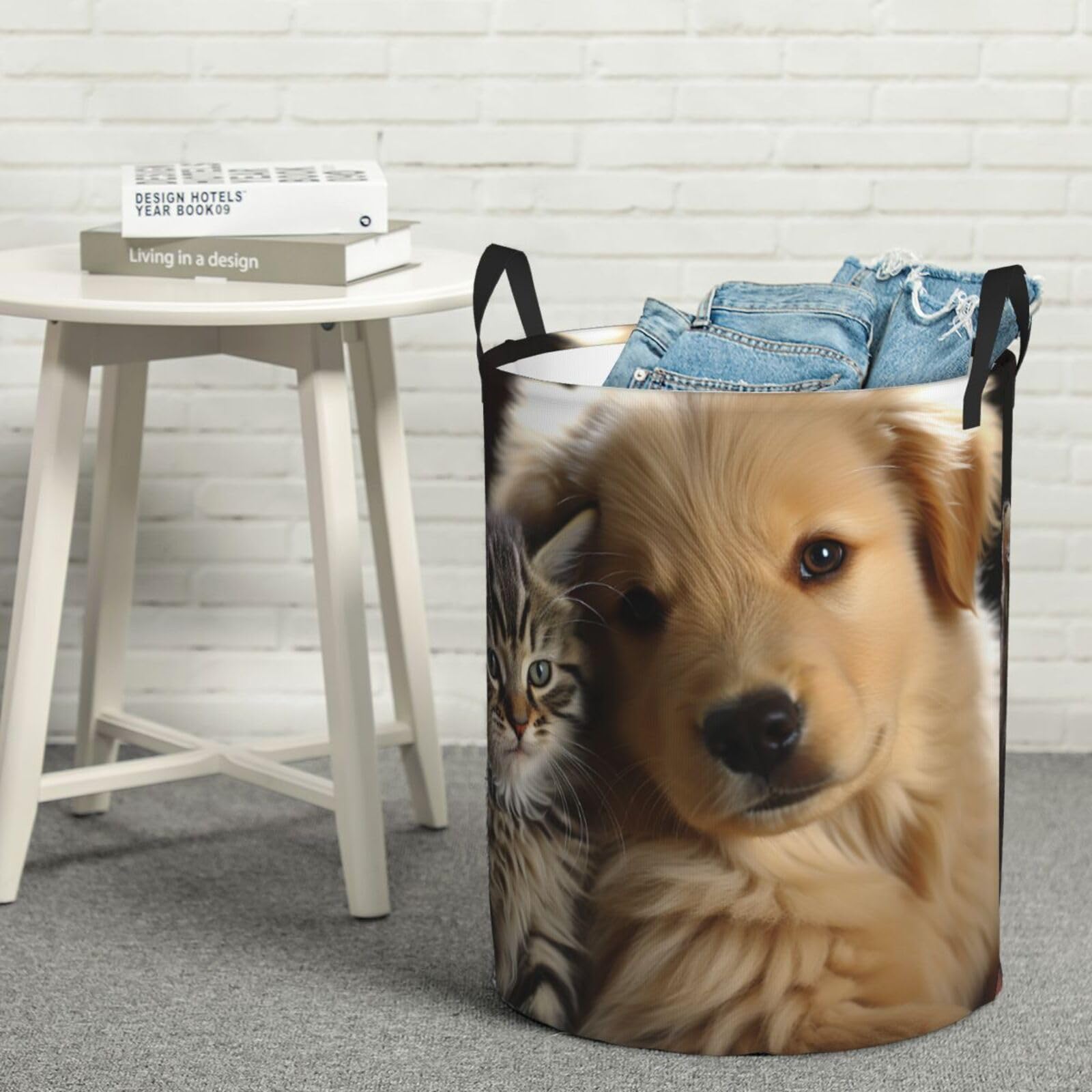 Panier à linge autoportant et imperméable avec poignées