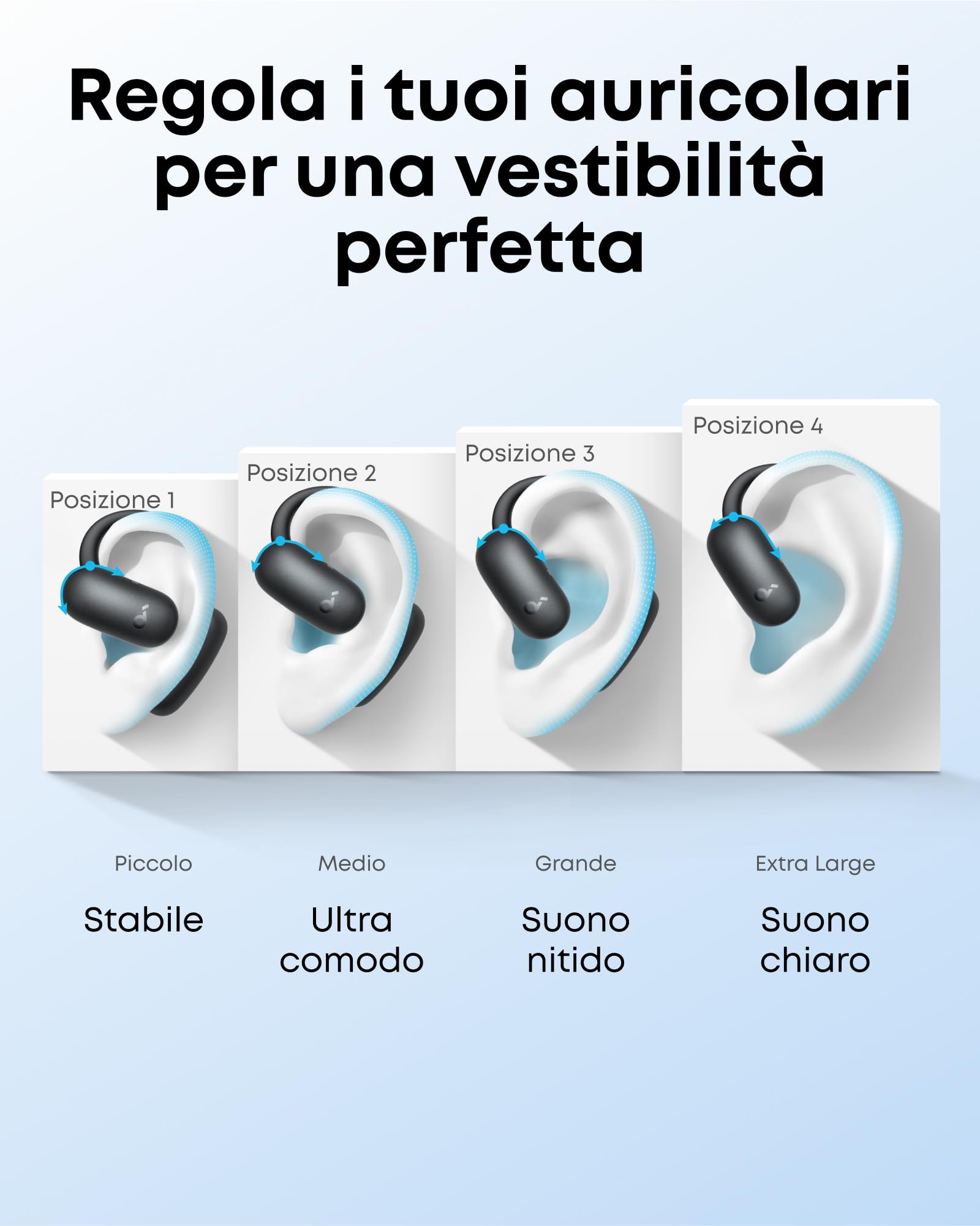 Soundcore AeroFit 2 di Anker, auricolari regolabili open-ear, bassi x2 più potenti, fino a 42 ore di ascolto, certificazione IP55, chiamate nitide, ricarica wireless e traduzione in tempo reale