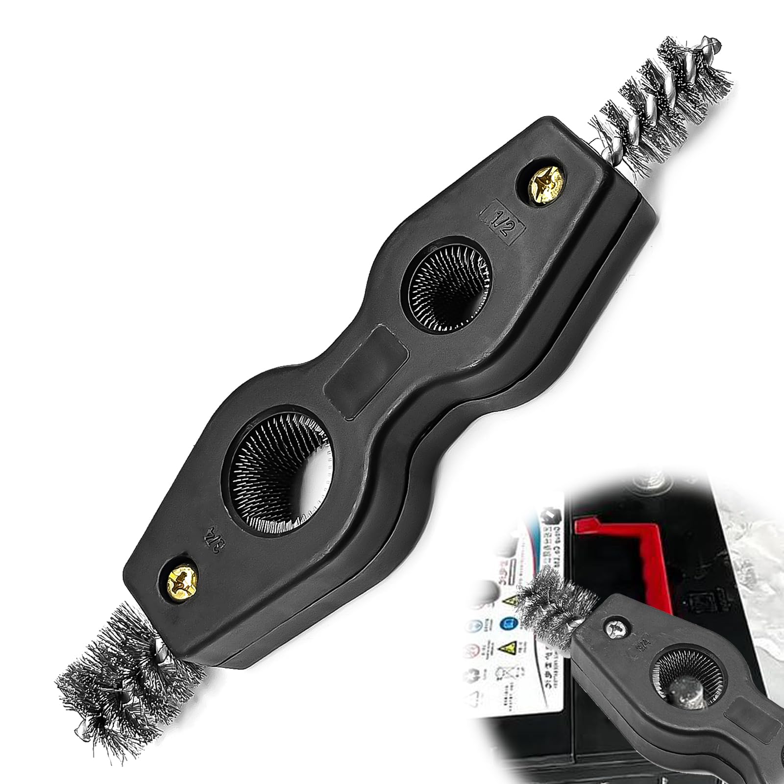 4 in 1 Car Battery Cleaning Brush,Anti-Corrosion Battery Terminals,Copper Pipes Cleaner Brush Tool,Universal for Automotive and Marine for Plumbing Installation Soldering Brazing