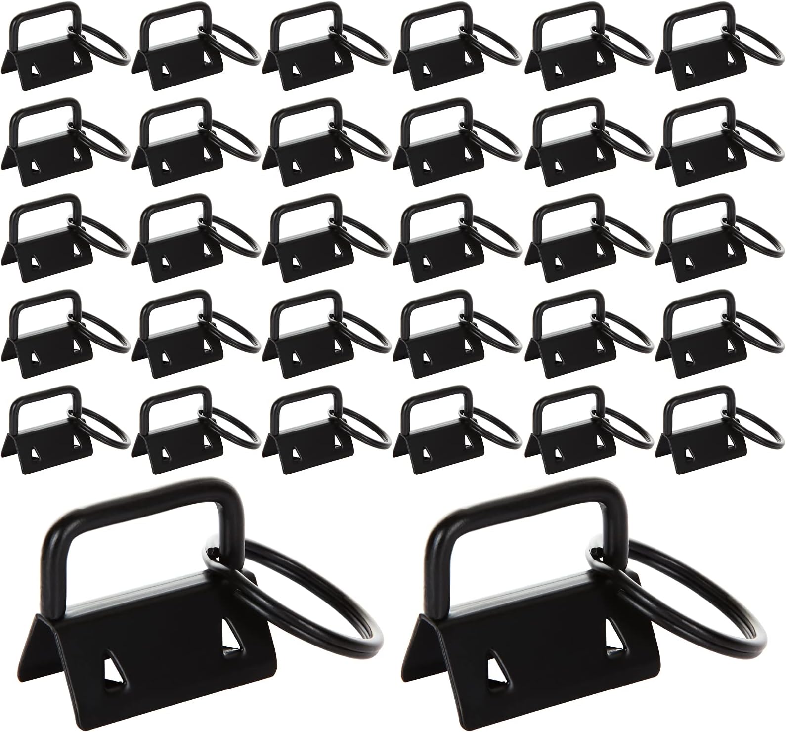 1 Inch Key Fob Hardware with Key Rings, 60Pack Black Wristlet Key Chains Hardware for Keychain Wristlet Strap, Key Lanyard and Key Chain for Making Hardware Supplies