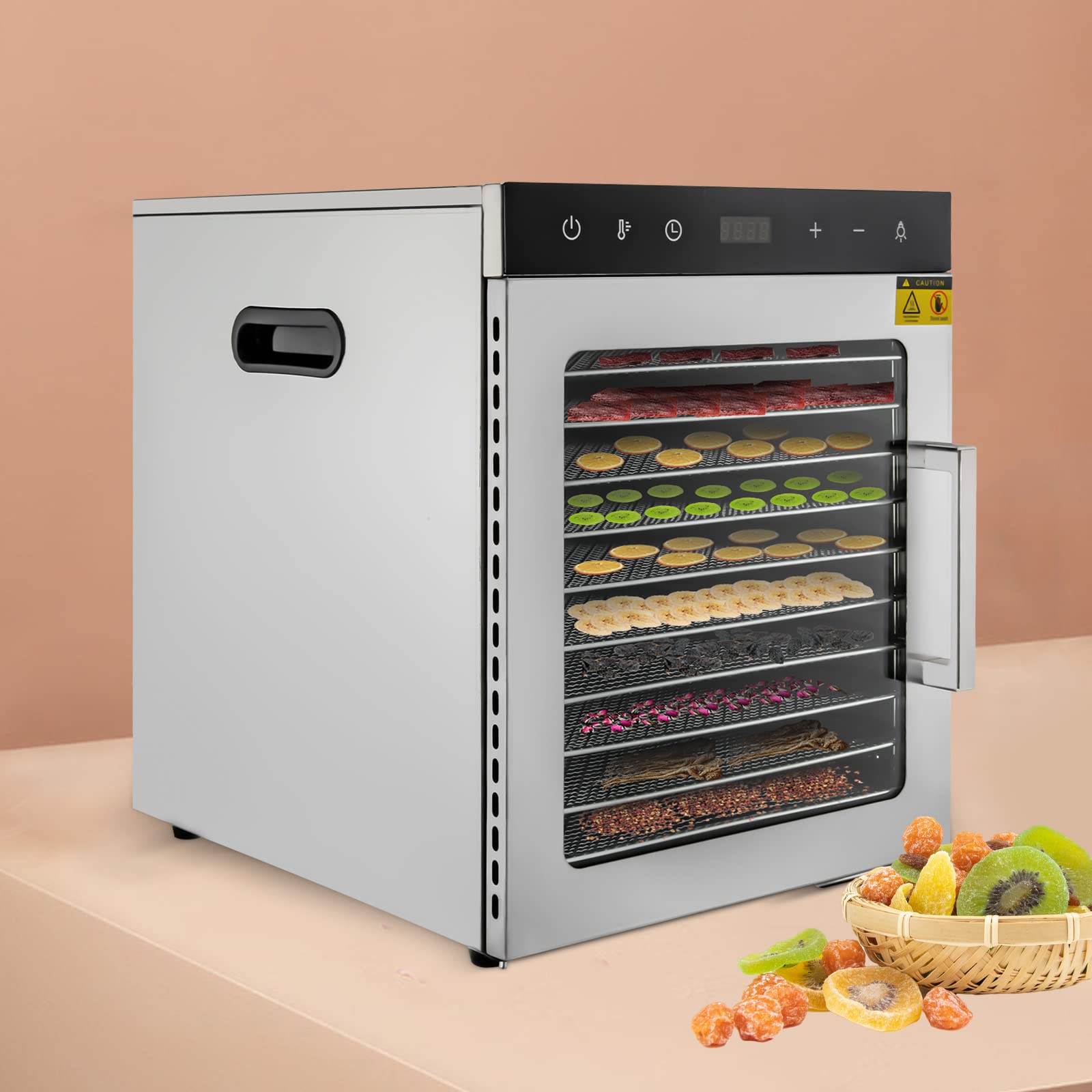 Dehydrator Herbs Veggies Frutta Electric Dryer Machine with Digital Dopo il tempo calcolando la temperatura disidratatore in acciaio inox con temperatura regolabile da 30 a 90 °C Timer digitale