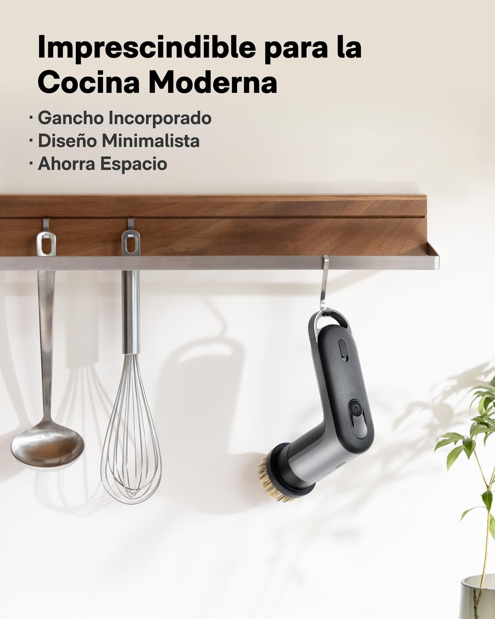 HOTO Grip™ Cepillo Eléctrico de Limpieza Hogar, IPX7 Impermeable, Cepillo Limpieza Eléctrico Ligero (0.29 kg) con 6 Cabezales, para Limpieza de Cocina, Vajilla, Encimera, Parrilla, Placa, Baldosas