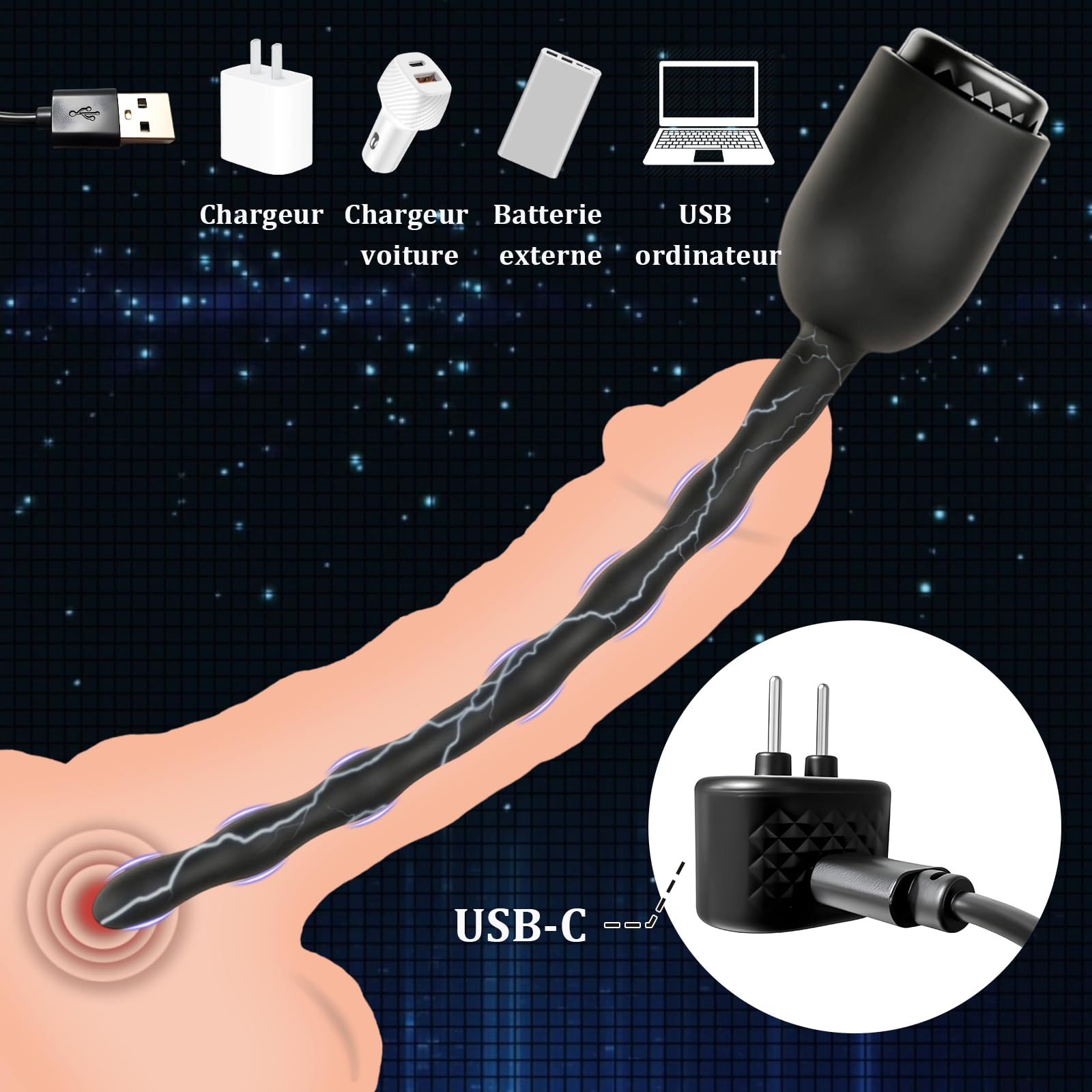Électrostimulation Plug Uretre Dilatateur Urétral Electro-Stimulation et Silicone Prostate Masturbation Dilatateurs Urétraux pour Homme Électrique Stimulante Sonde Uretre Pénis Jouet Sexuel, 6.5mm