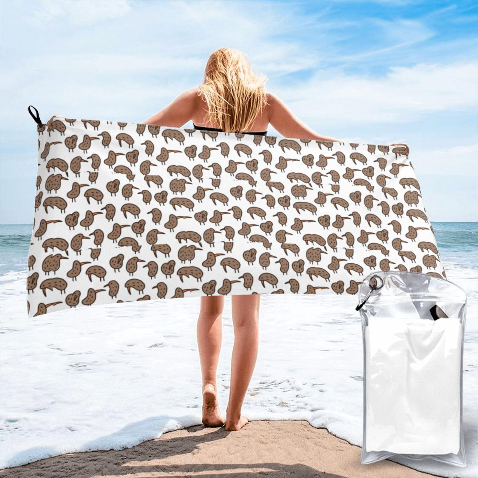 JBJGKHLP Kiwi Birds Cute Print Quick Dry Portable Towel For Beach Camping Hiking Yoga Fitness Outdoor Adventures
