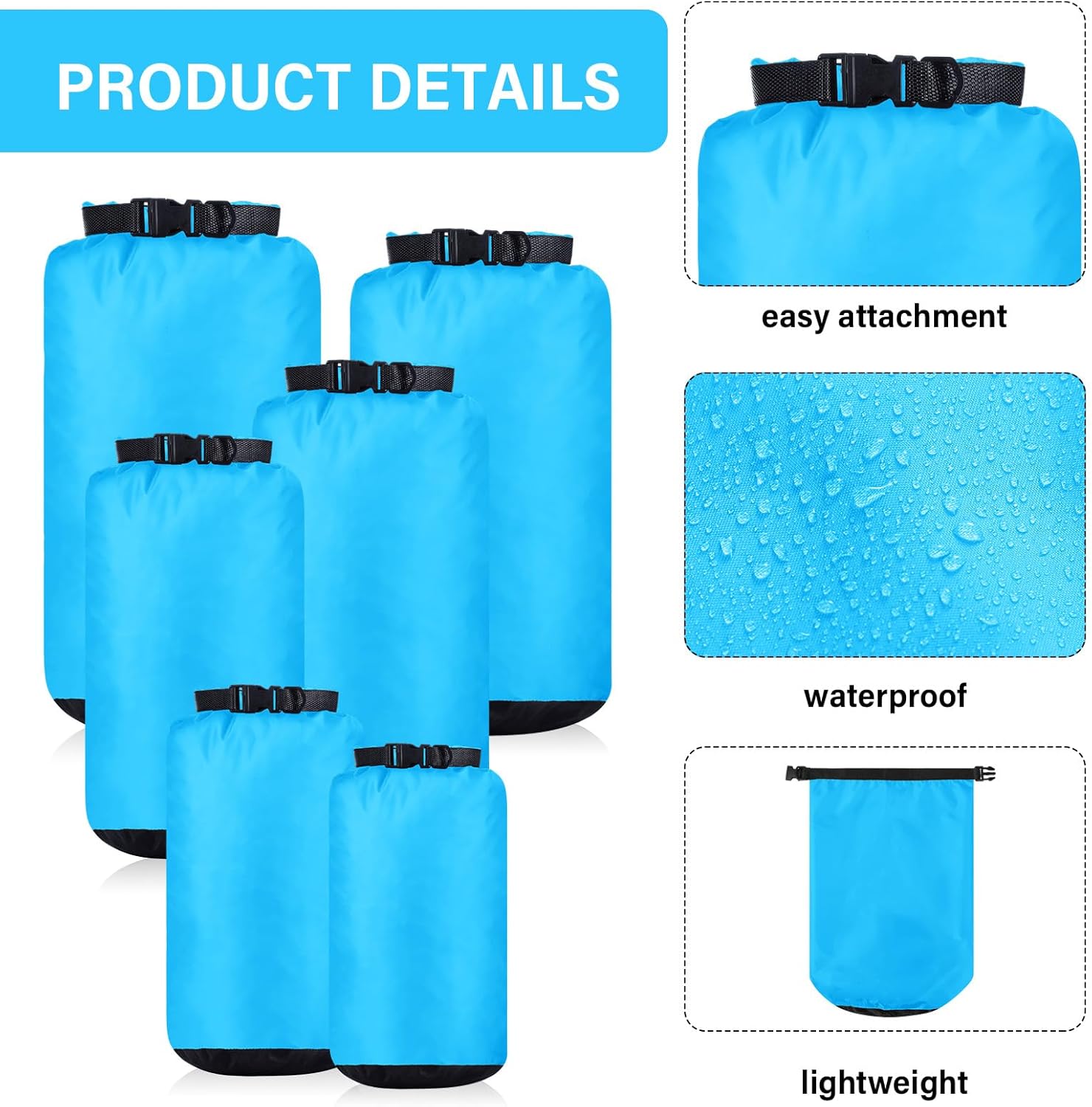 6 Pcs Waterproof Dry Bag Sack Lightweight Outdoor Dry Bags 35 L, 20 L, 15 L, 10 L, 5 L, 3 L Waterproof Boat Bag for Kayaking, Backpacking, Hiking, Camping Rafting(Blue) - Image 3