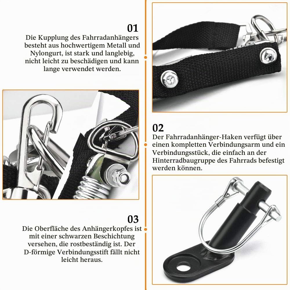Favengo Fahrradanhänger Kupplung Adapter, Fahrrad Anhängerkupplung mit Sicherungsstift Universal Fahrrad Linker Fahrradanhänger Ersatzteile für Kinderanhänger, Haustieranhänger Lastenanhänger Baby
