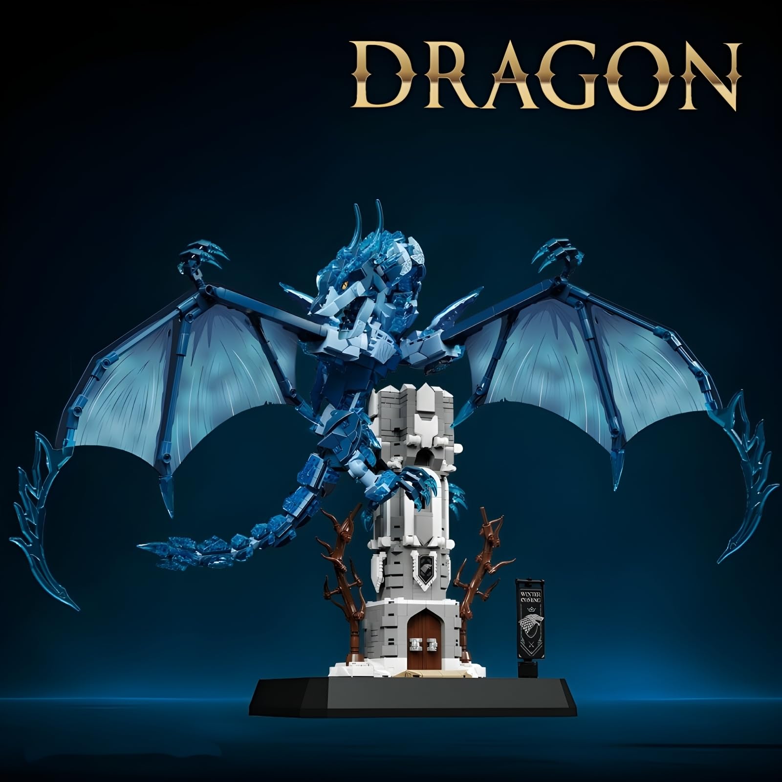 Juego de bloques de construcción de dragón para adultos, STEM Viserion, dragón de hielo, bloques de construcción, modelo para los fans de Got Fans Decoración de oficina en casa, 1786 piezas