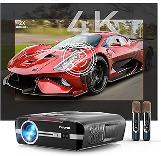 Daytime Projector 4K Ultra HD, 2300 ANSI HDR10+ Tof Autofocus Home Theater Projector for Daylight Viewing Smart Projector with WiFi 6 Bluetooth Karaoke Mode & 2 Mics for Presentations Movies Gaming