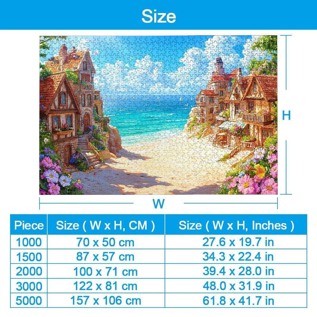 Puzzle 2000 Piezas, Puzzle Playa de Madera para Adultos, Regalos -2500