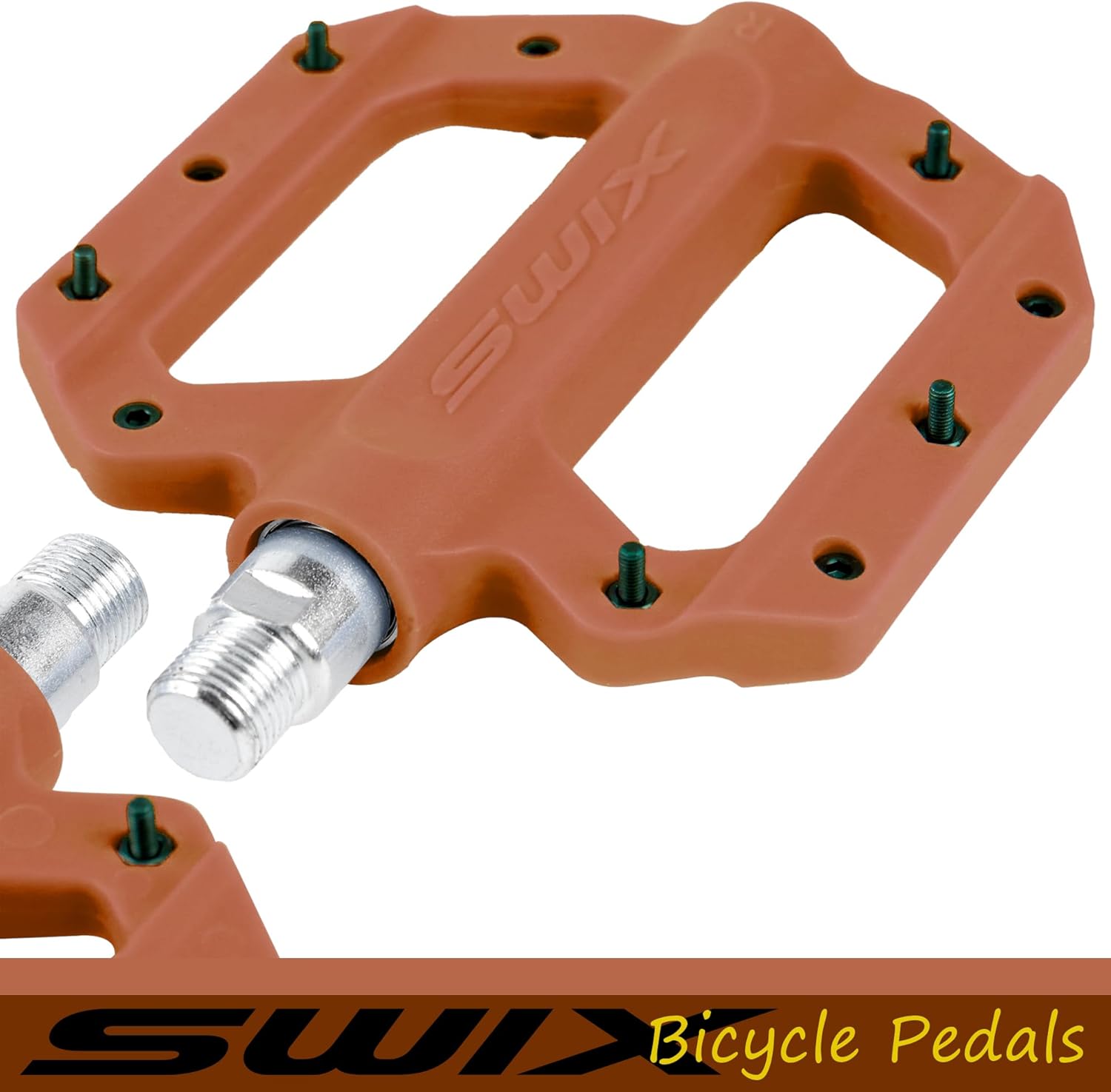SWIX Bike Pedals Professional Mountain and Road Bike Flat Pedal Wide Paltform and Lightweight Non-Slip Pedal for 9/16" Bike/Hybrid Bike/E-Bike Parts Replacement Pedals Bike Accessories