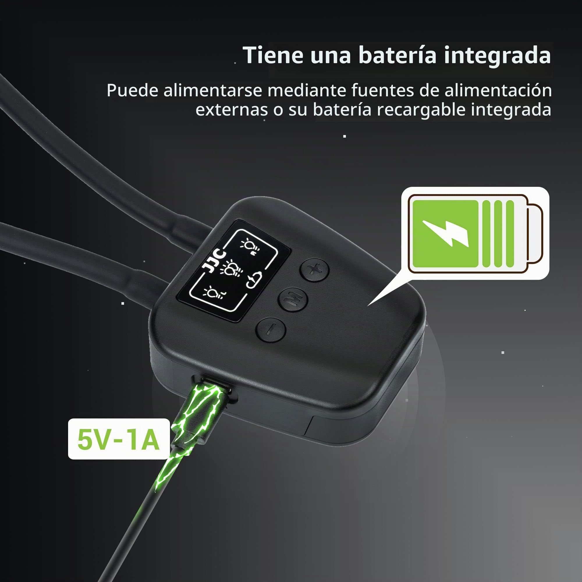 JJC Macro Brazo de Luz, Luz LED para Cámara con Batería Recargable Incorporada, 5600K 24000Lux 10 Niveles de Brillo Ajustable Lámpara de Iluminación para Fotografía de Primer Plano